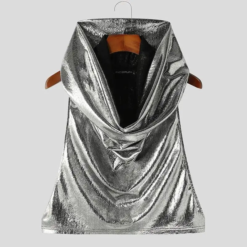 Metallic Mystique : haut drapé à capuche