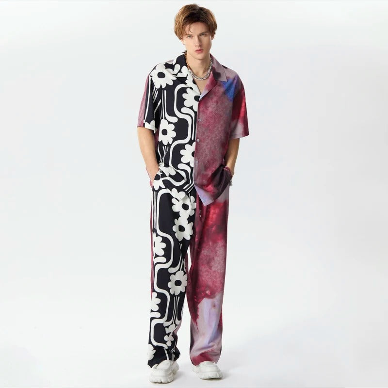 Ensemble chemise et pantalon imprimés pour hommes inspirés de l'art moderne