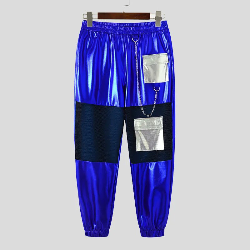 Elektrisch blaue Streetwear-Hose mit Mesh-Einsätzen