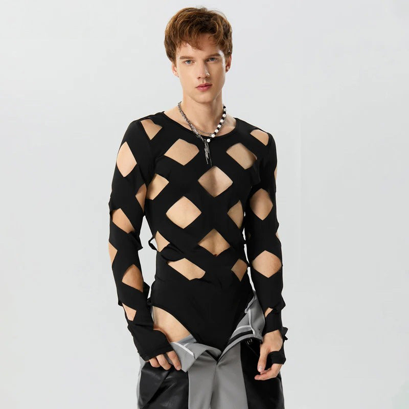 Pullover mit geometrischem Illusionsausschnitt