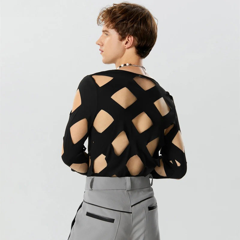 Pullover mit geometrischem Illusionsausschnitt