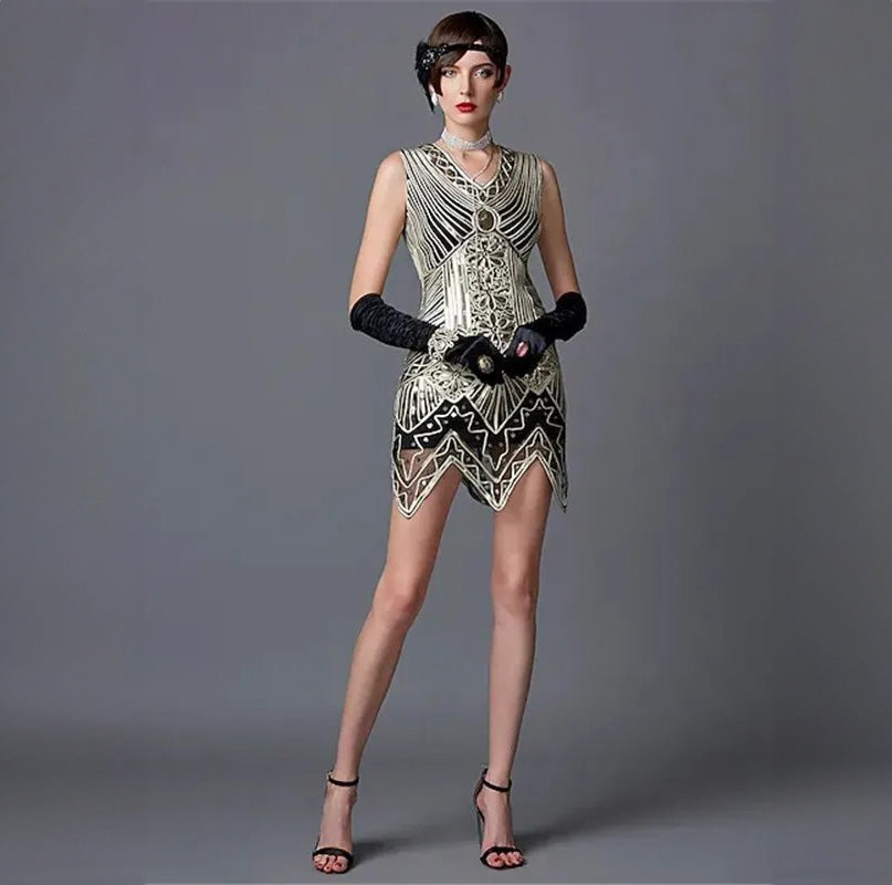Vintage-inspiriertes Flapper-Kleid mit Perlen