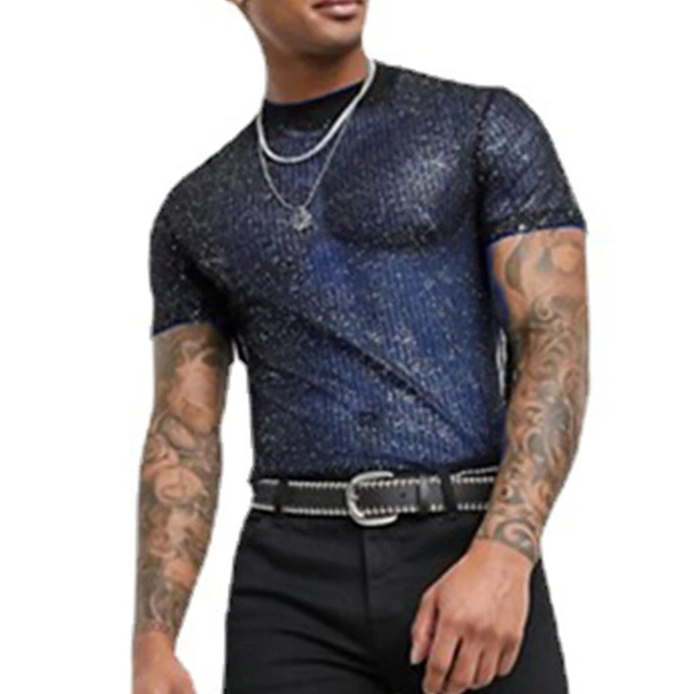Sapphire Sparkle Slim-Fit T-Shirt für Herren